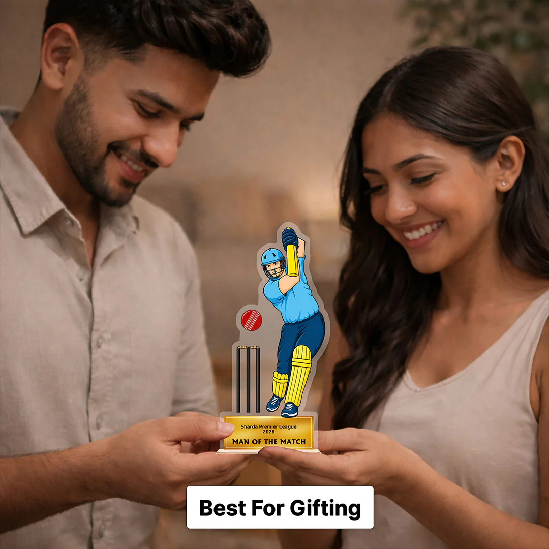 Personalized Cricket Trophy Award 4x9" | Custom Man of the Match Gift - Image 3