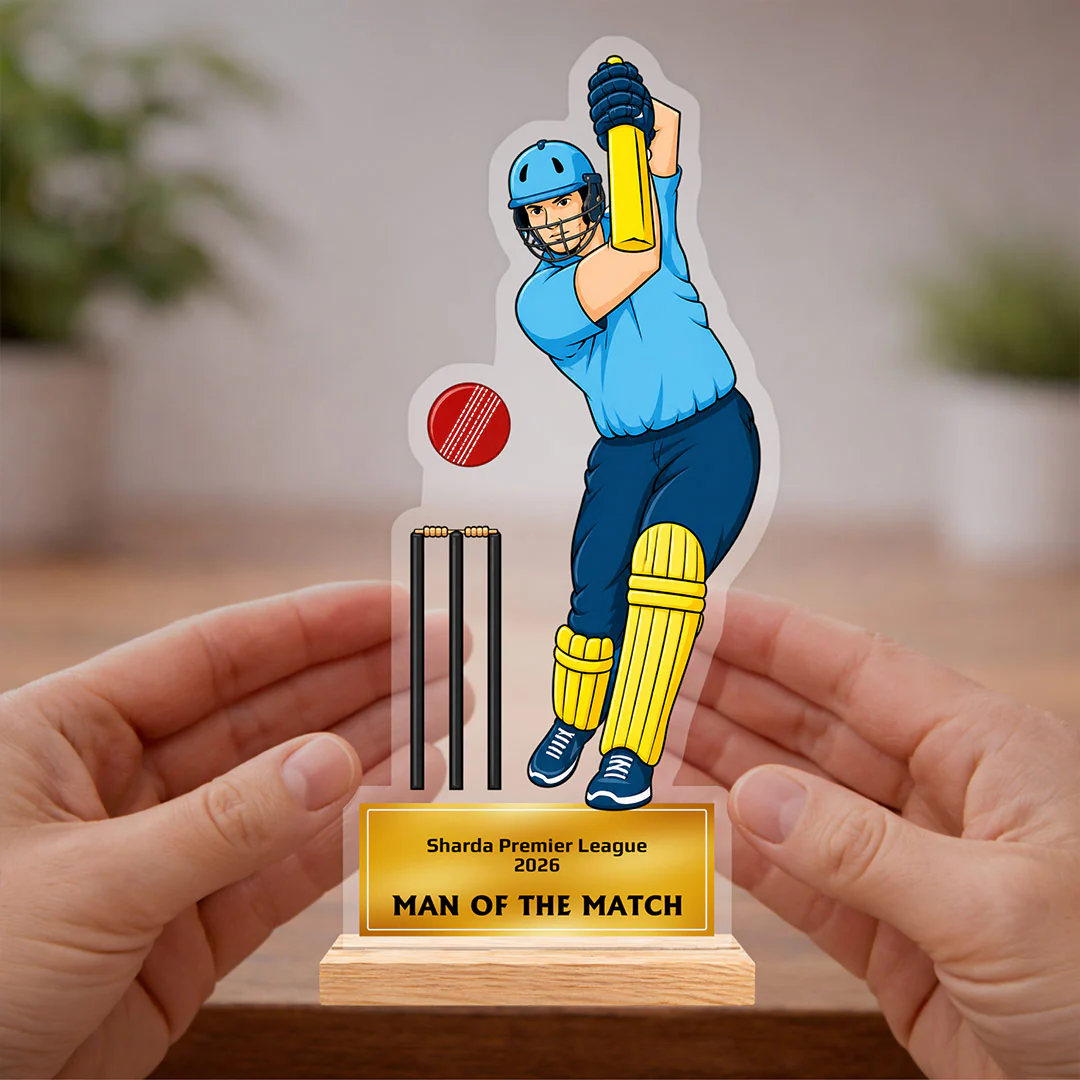 Personalized Cricket Trophy Award 4x9" | Custom Man of the Match Gift - Image 4