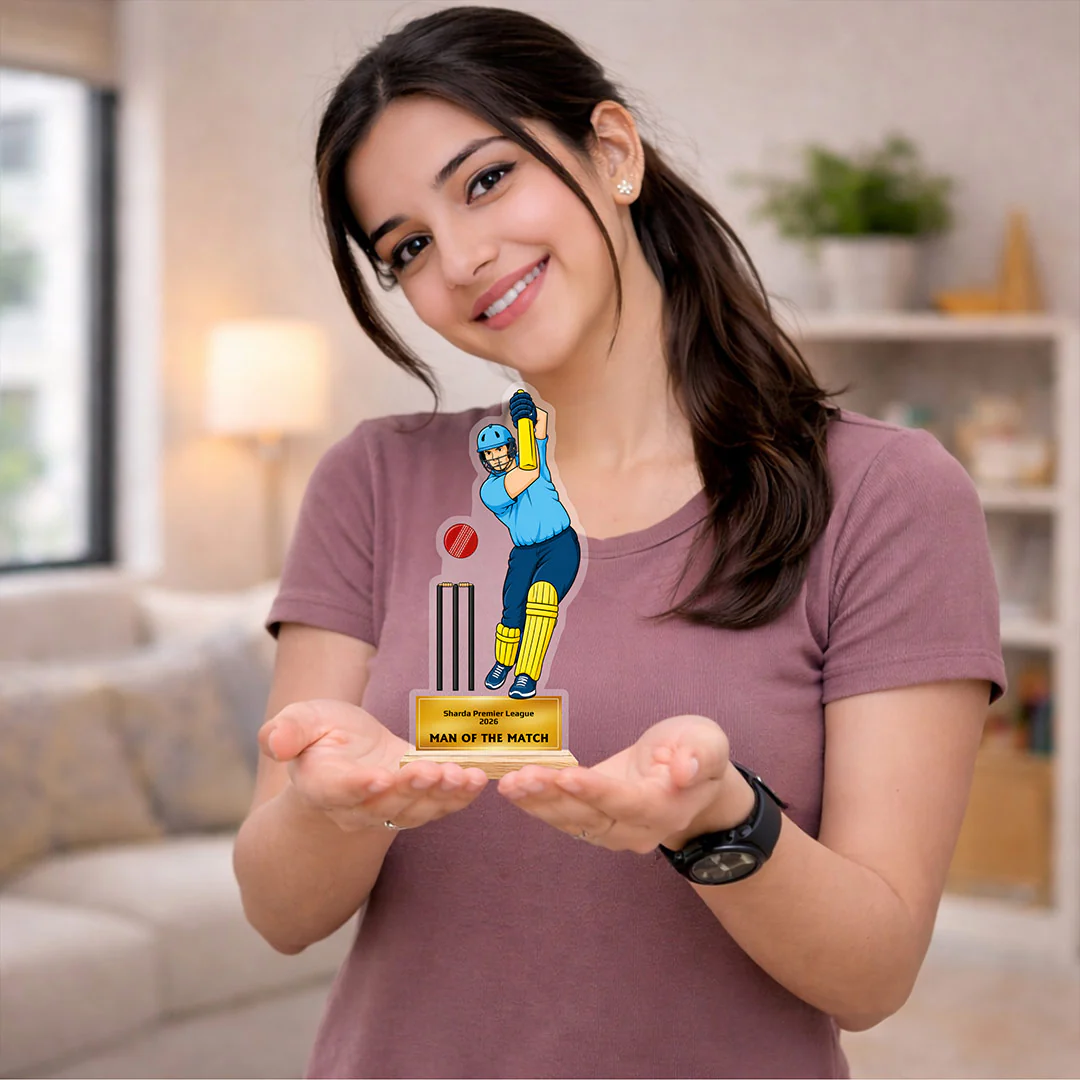 Personalized Cricket Trophy Award 4x9" | Custom Man of the Match Gift - Image 5