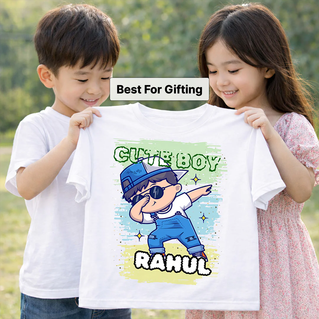 Personalized Cute Boy Name White T-Shirt - Image 3