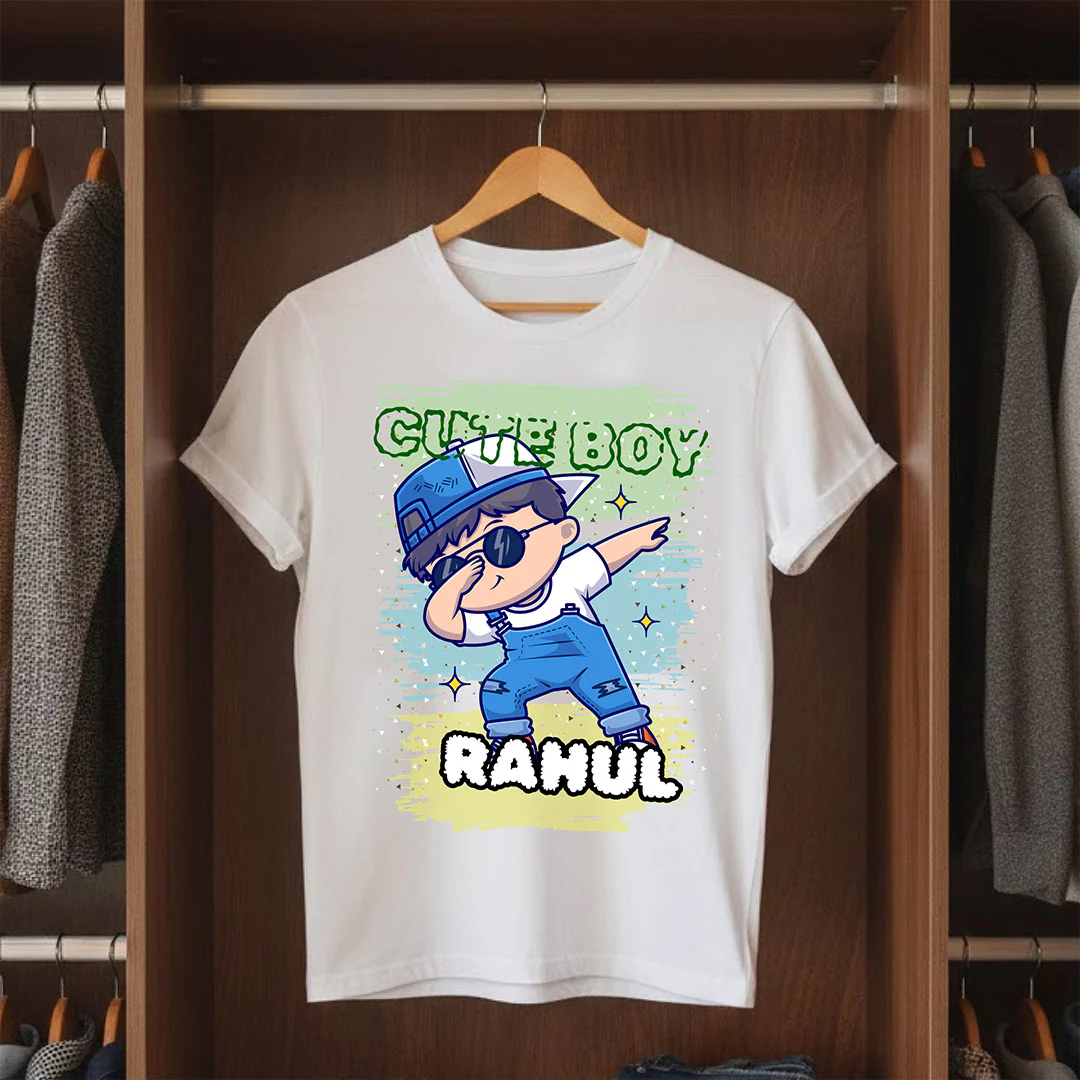 Personalized Cute Boy Name White T-Shirt - Image 4