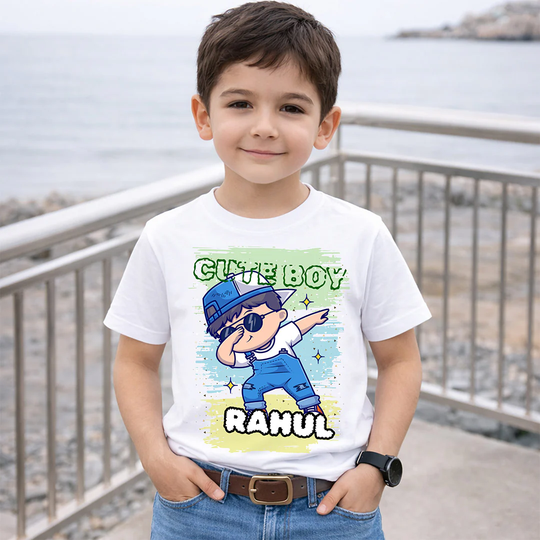 Personalized Cute Boy Name White T-Shirt - Image 5