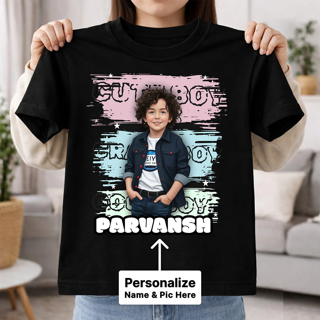 Personalized Cute Boy Photo T-Shirt - Image 2