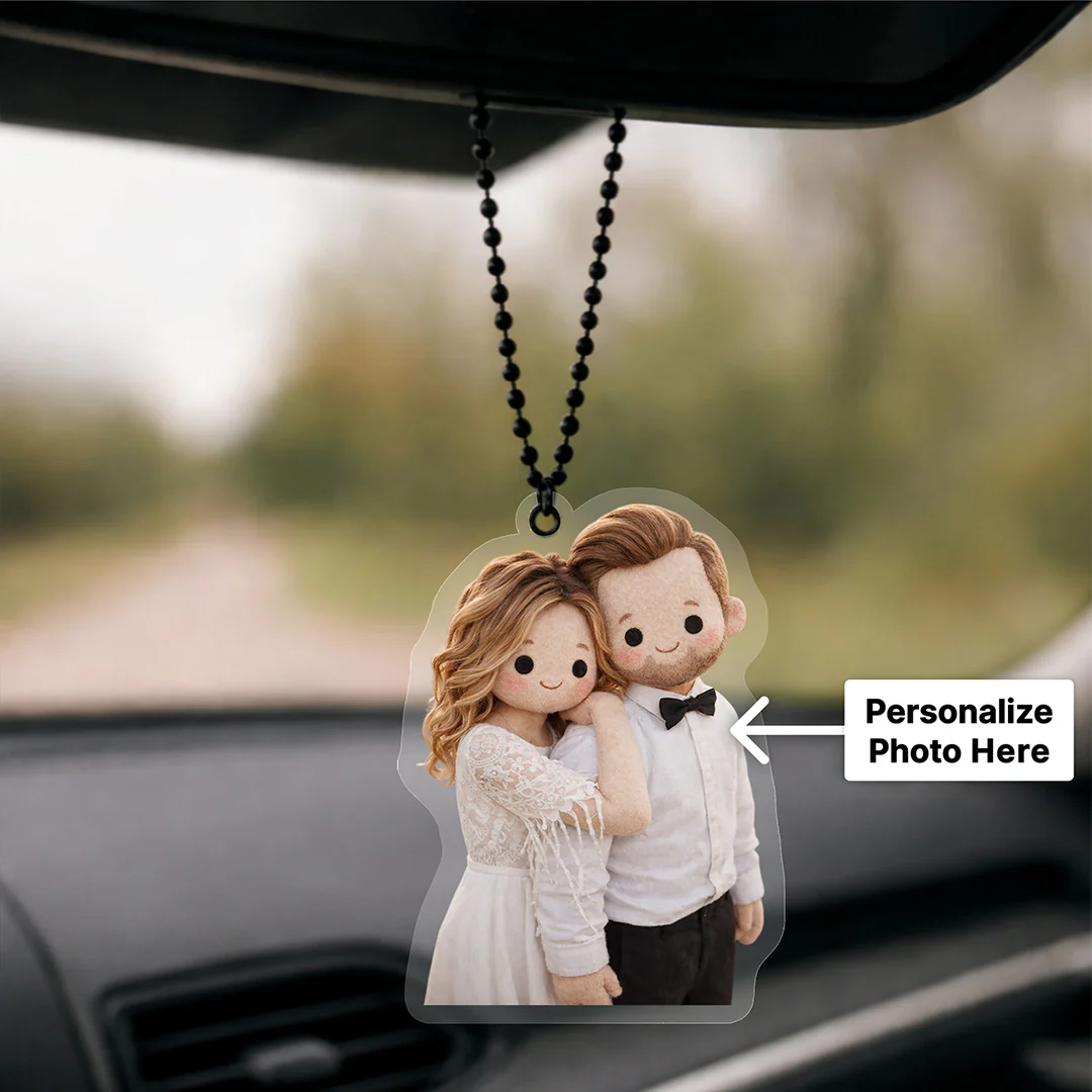 Personalized Cute Couple Cartoon Car Hanger (3 Inch) - Image 2