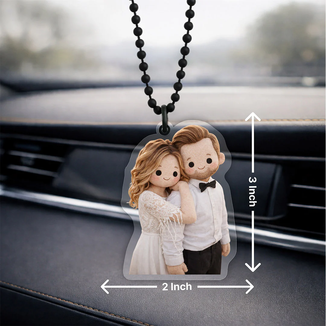Personalized Cute Couple Cartoon Car Hanger (3 Inch) - Image 3