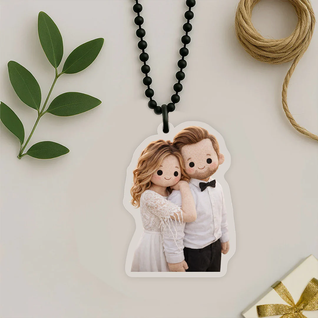 Personalized Cute Couple Cartoon Car Hanger (3 Inch) - Image 4