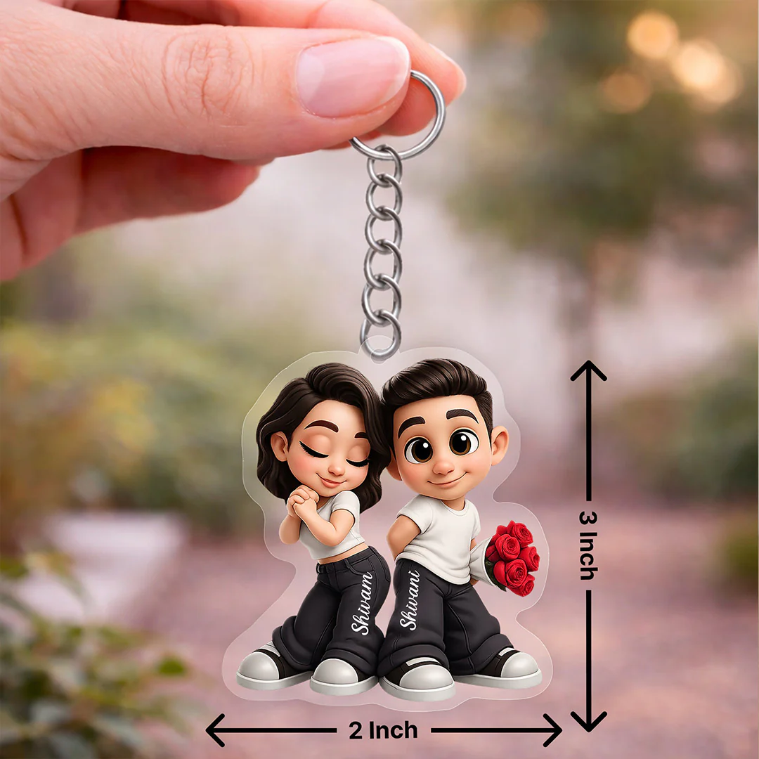 Personalized Cute Couple Cartoon Keychain for Boyfriend, Girlfriend & Couples - Image 4