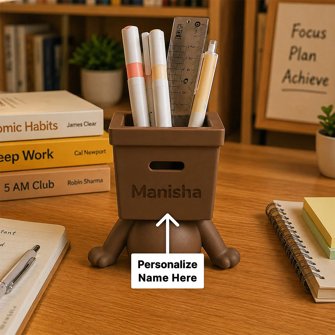 Personalized Cute Desk Pen Stand | Gift for Him & Her - Image 2