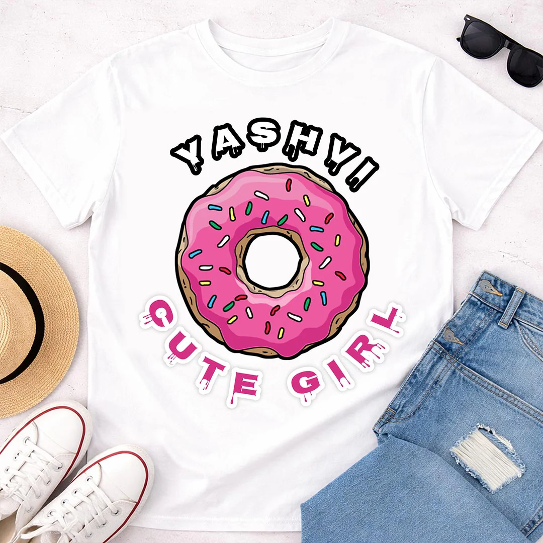 Personalized Cute Girl Name White T-Shirt