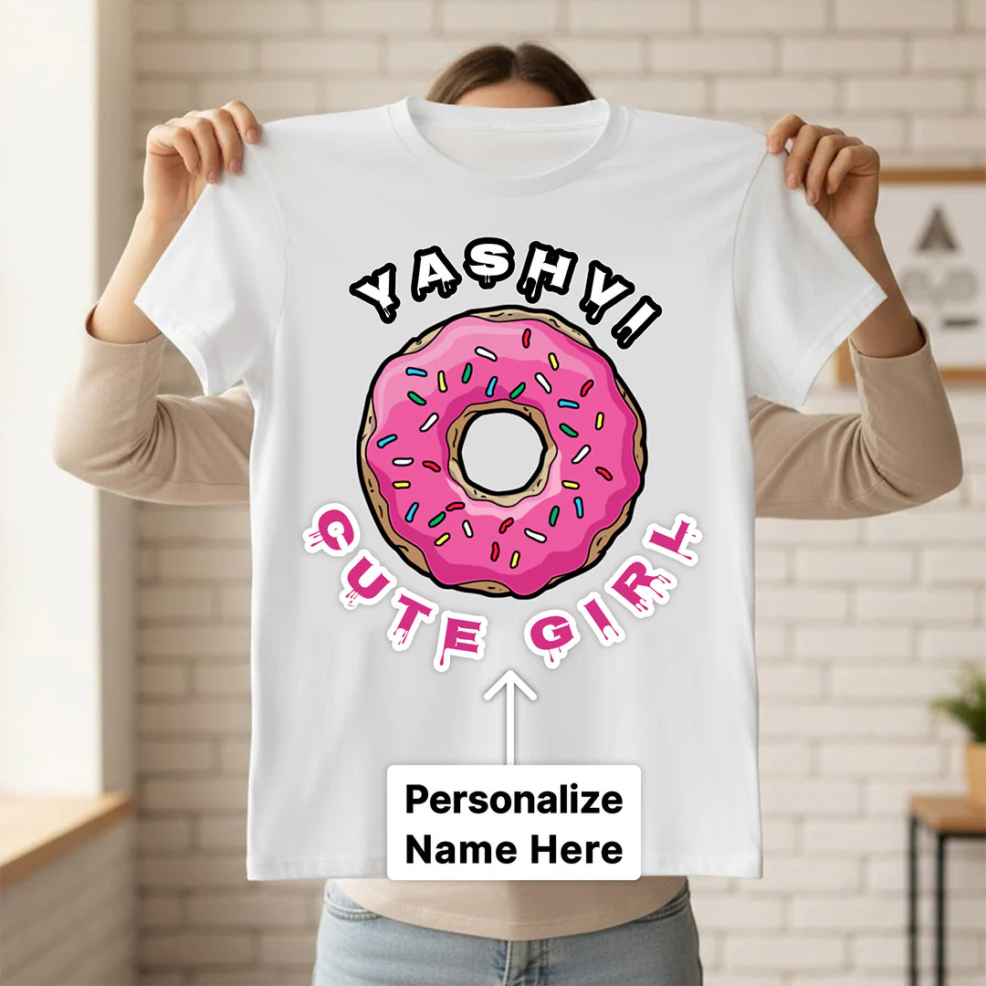 Personalized Cute Girl Name White T-Shirt - Image 2