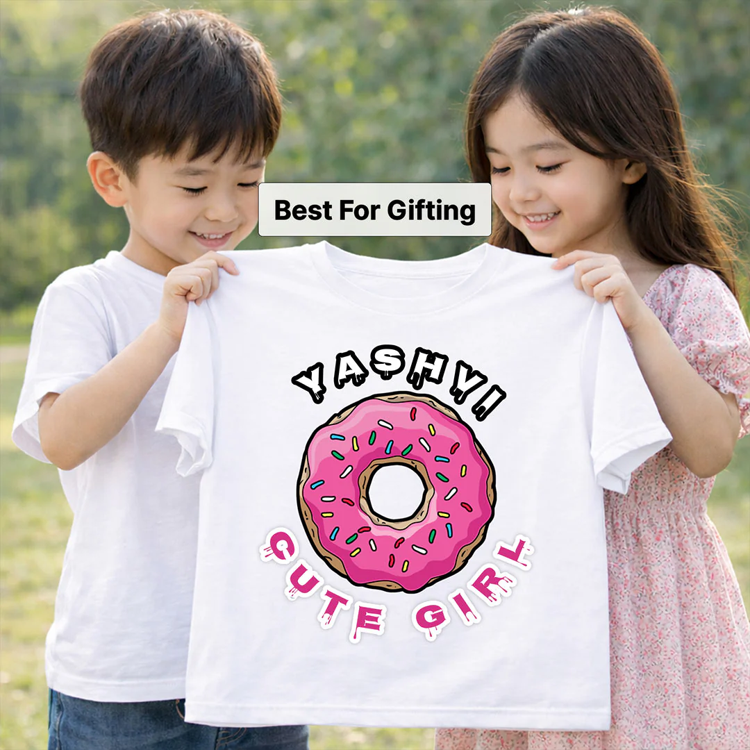 Personalized Cute Girl Name White T-Shirt - Image 3