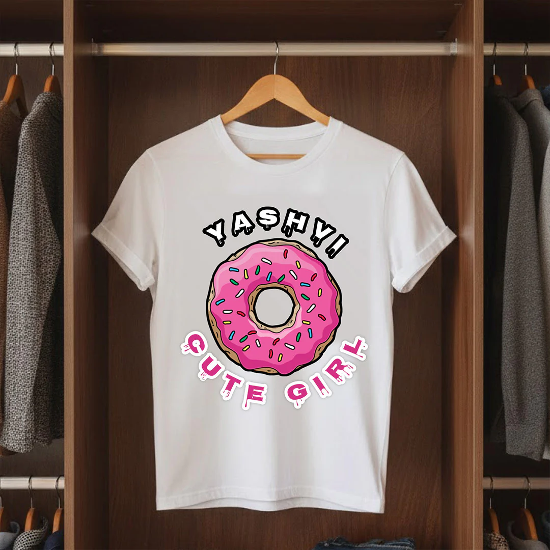 Personalized Cute Girl Name White T-Shirt - Image 4