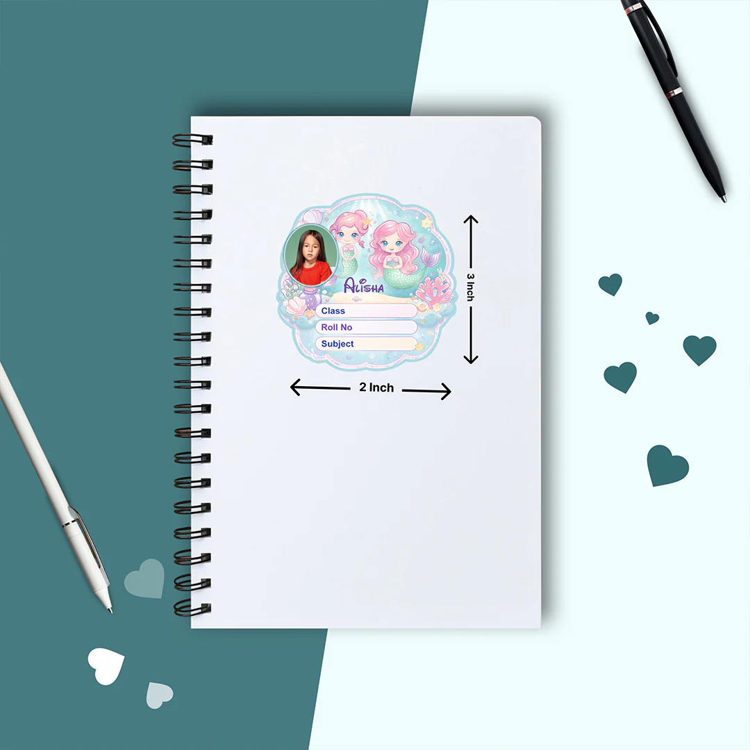 Personalized Cute Mermaid Ocean Kids Name Slips (2x3 Inch, 24 Stickers) - Image 4
