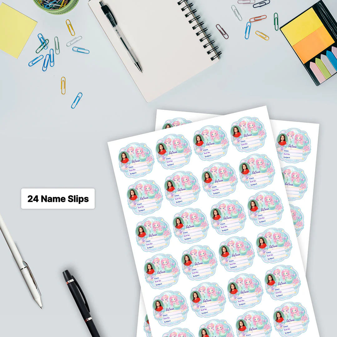 Personalized Cute Mermaid Ocean Kids Name Slips (2x3 Inch, 24 Stickers) - Image 5