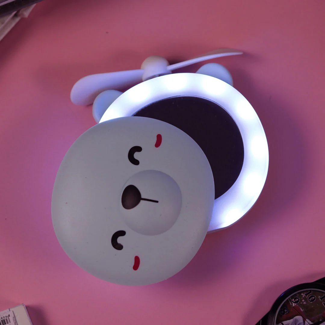 Personalized Cute Teddy Led Mirrors with Fan for Girls - Image 11