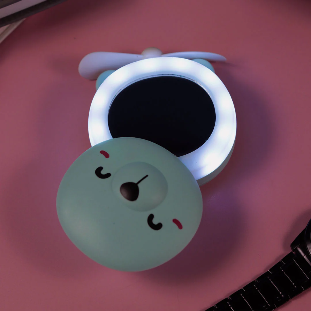Personalized Cute Teddy Led Mirrors with Fan for Girls - Image 12