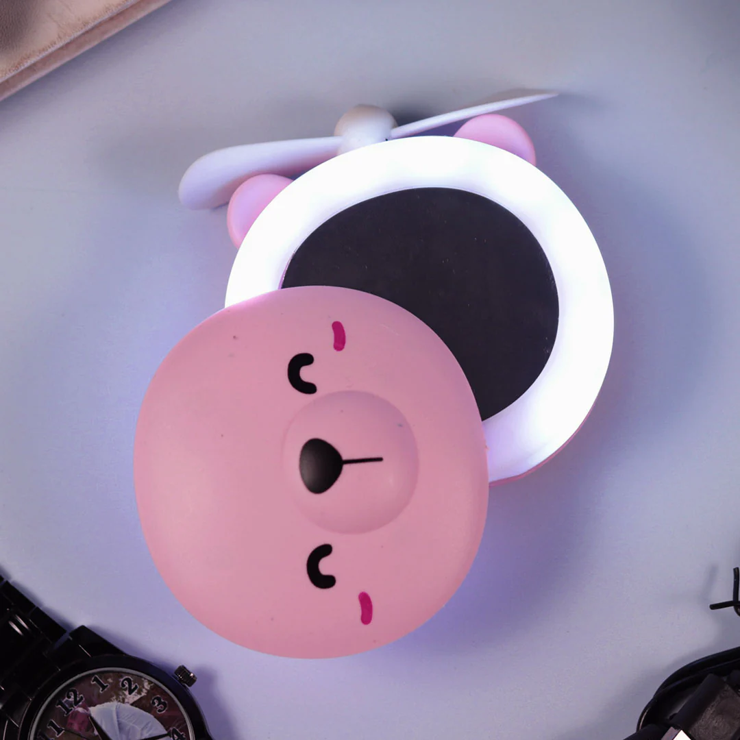 Personalized Cute Teddy Led Mirrors with Fan for Girls - Image 4