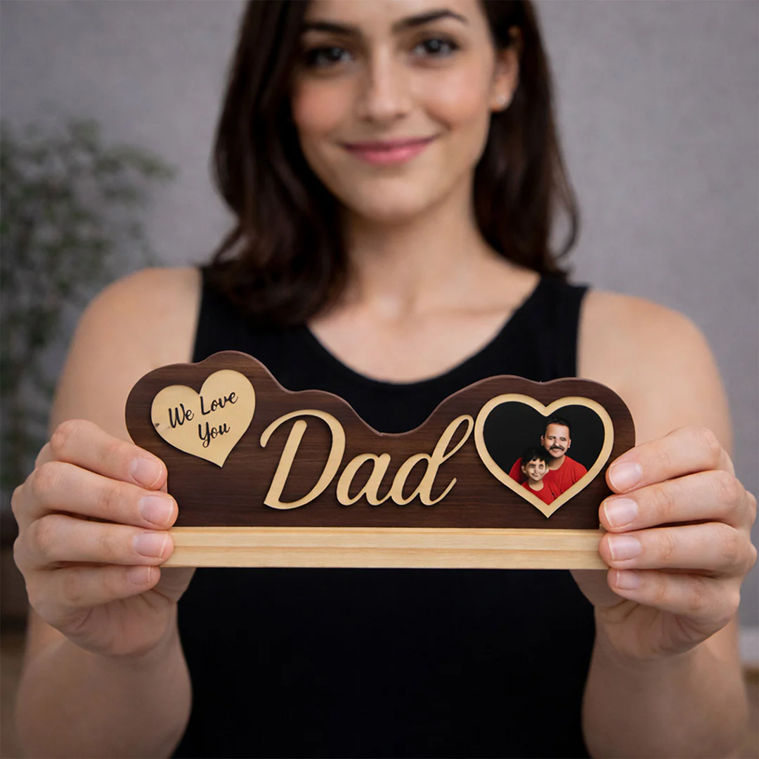 Personalized Dad Wooden Photo Stand-8x3" - Image 5