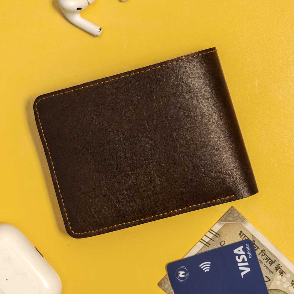 Premium Color Leather Wallet - Brown Clay - Image 5