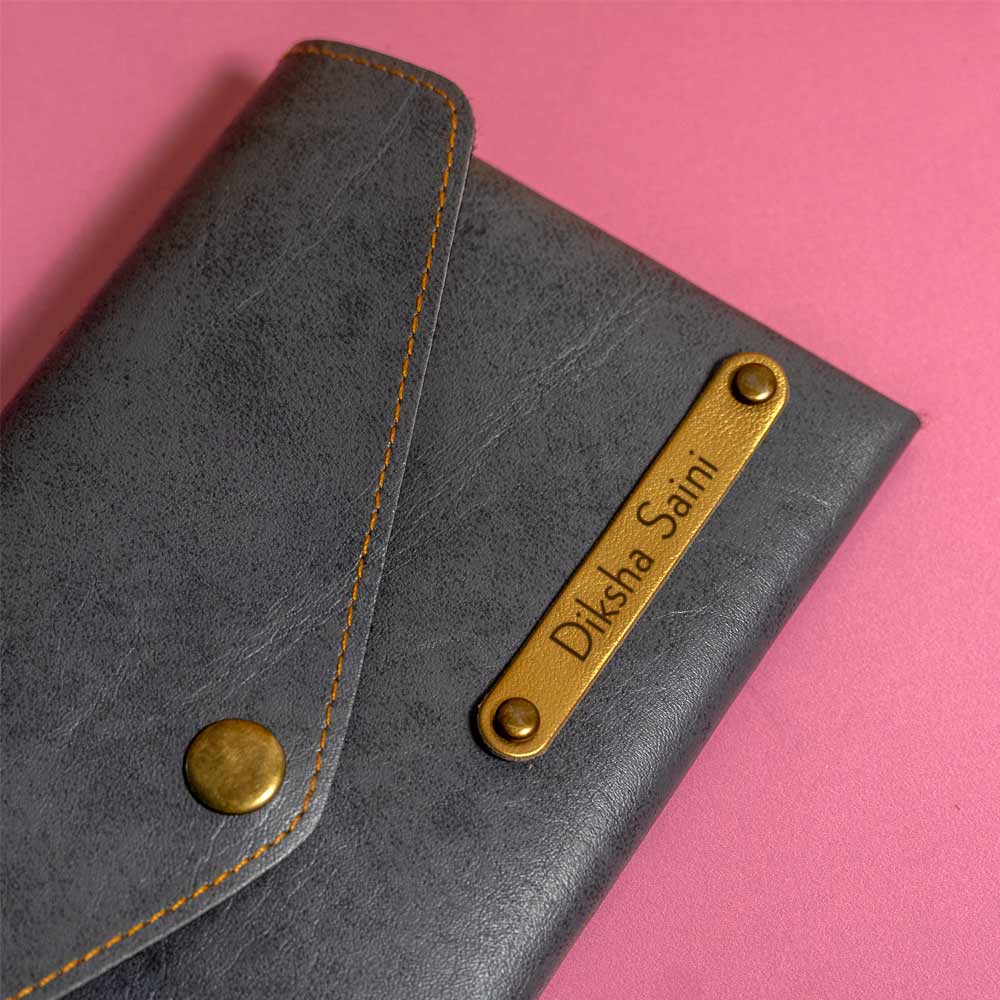 Personalized Ladies Clutch With Charm - Gray - Image 3