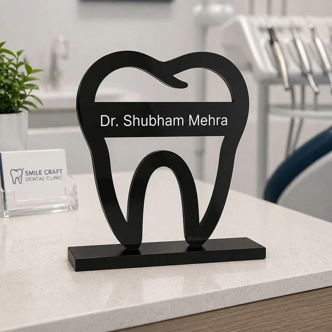 Personalized Dentist Name Plate 3.5x4" | Custom Dental Clinic Desk Decor