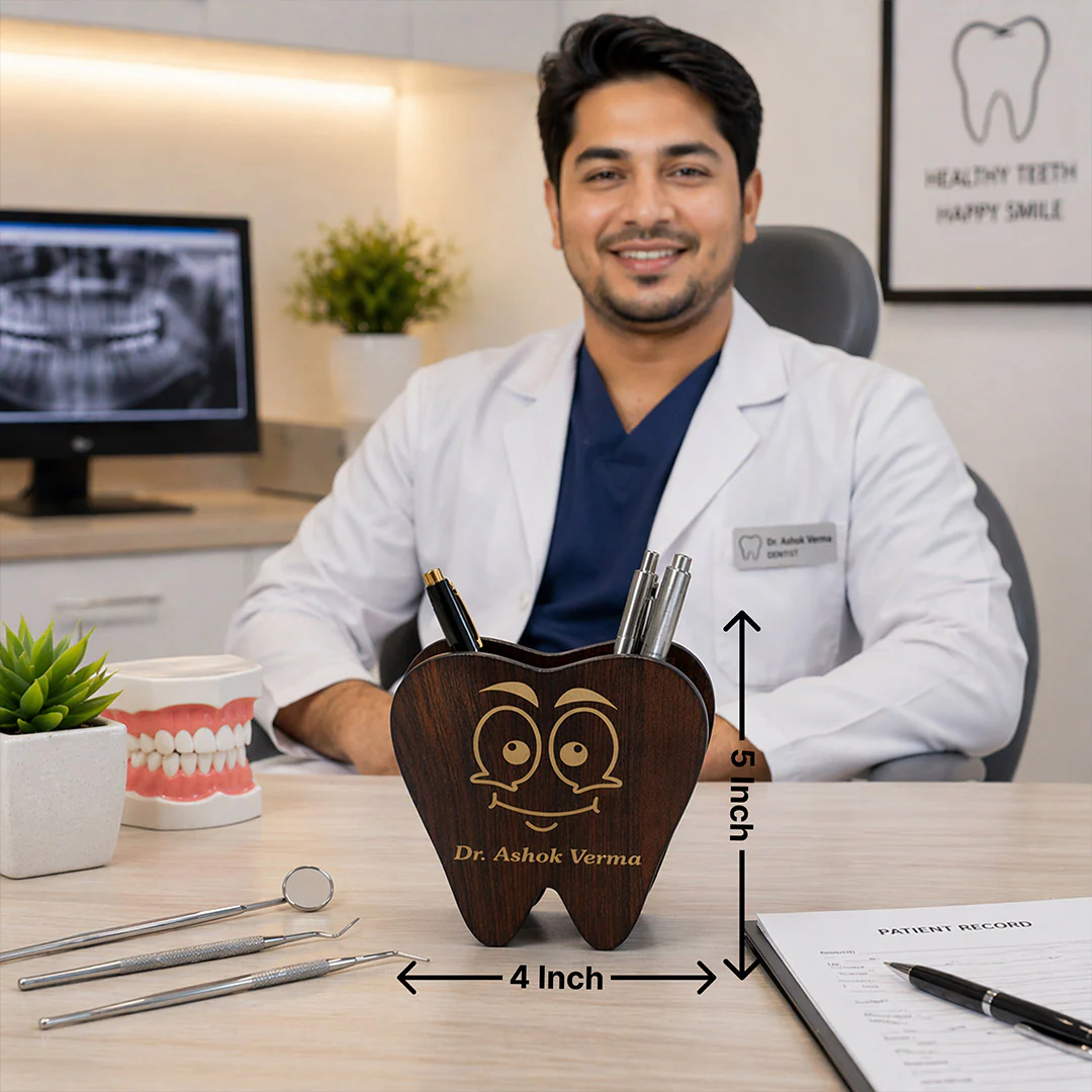 Personalized Dentist Tooth Pen Stand | Gift for Doctors(4x5") - Image 2