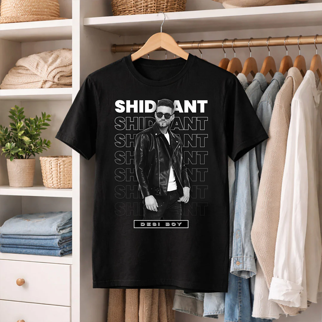Personalized Desi Boy Name & Photo Black T-Shirt