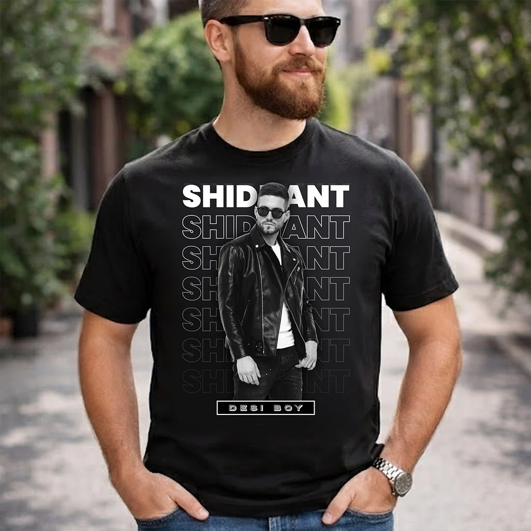 Personalized Desi Boy Name & Photo Black T-Shirt - Image 4