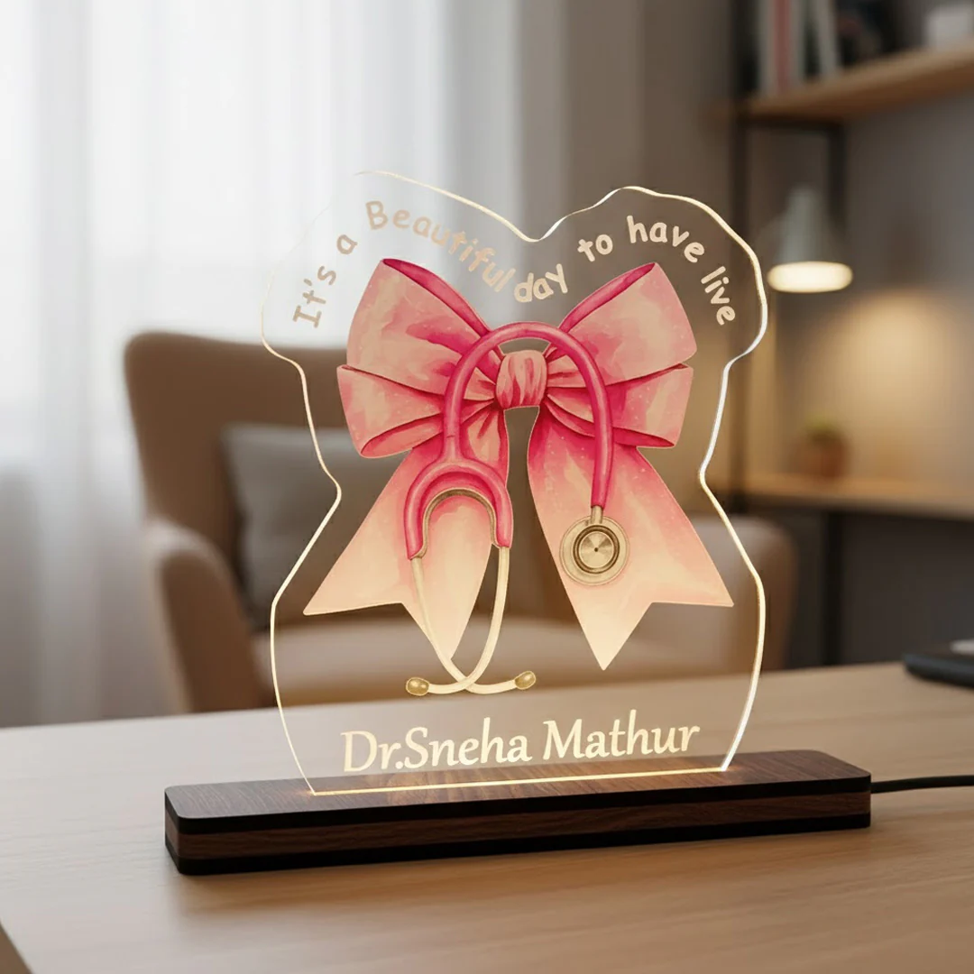 Personalized Doctor Acrylic Lamp with Stethoscope – 6×7"