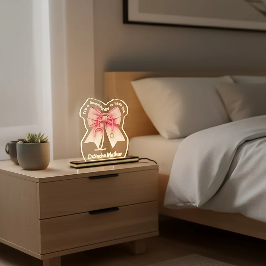 Personalized Doctor Acrylic Lamp with Stethoscope – 6×7" - Image 3