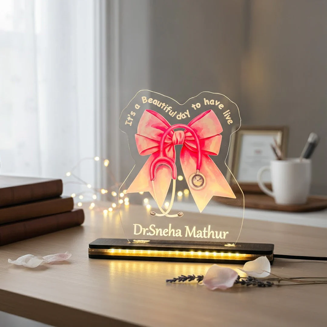 Personalized Doctor Acrylic Lamp with Stethoscope – 6×7" - Image 4