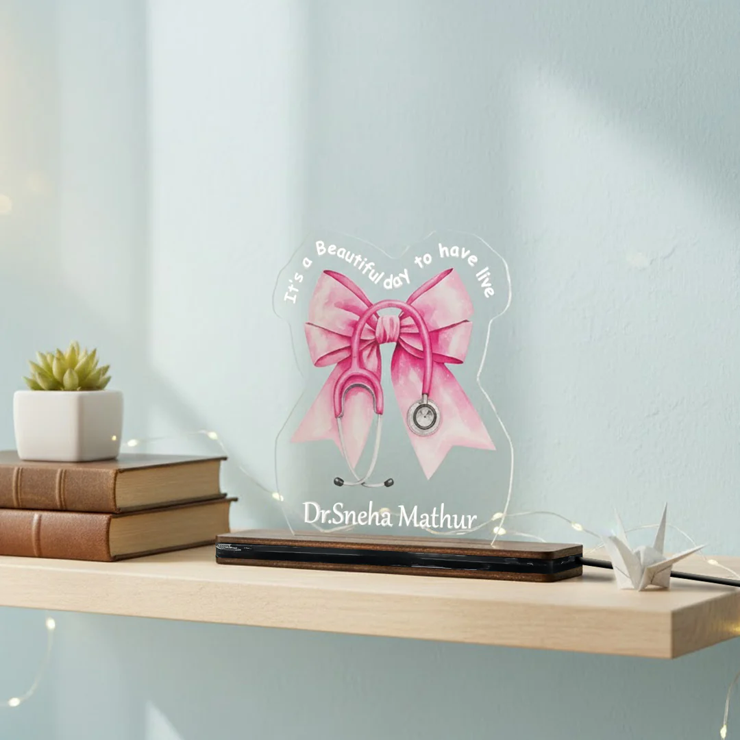 Personalized Doctor Acrylic Lamp with Stethoscope – 6×7" - Image 5