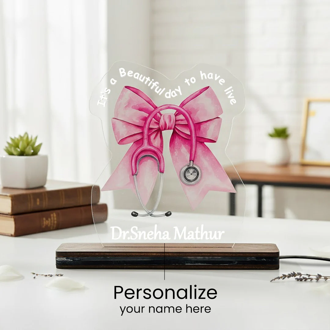 Personalized Doctor Acrylic Lamp with Stethoscope – 6×7" - Image 6