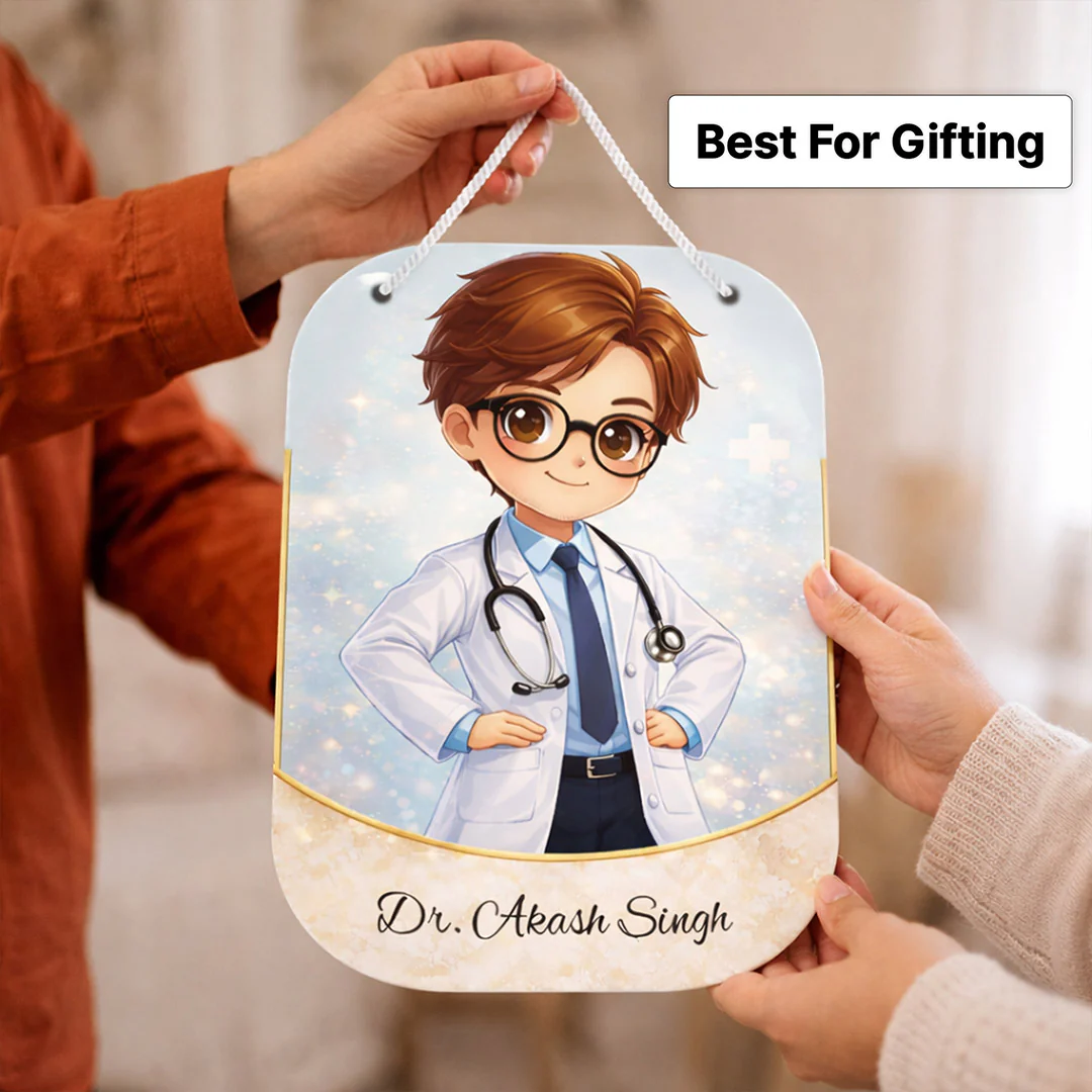 Personalized Doctor Cartoon Wooden Hanging Board -Cabin Door Sign (11x7") - Image 3