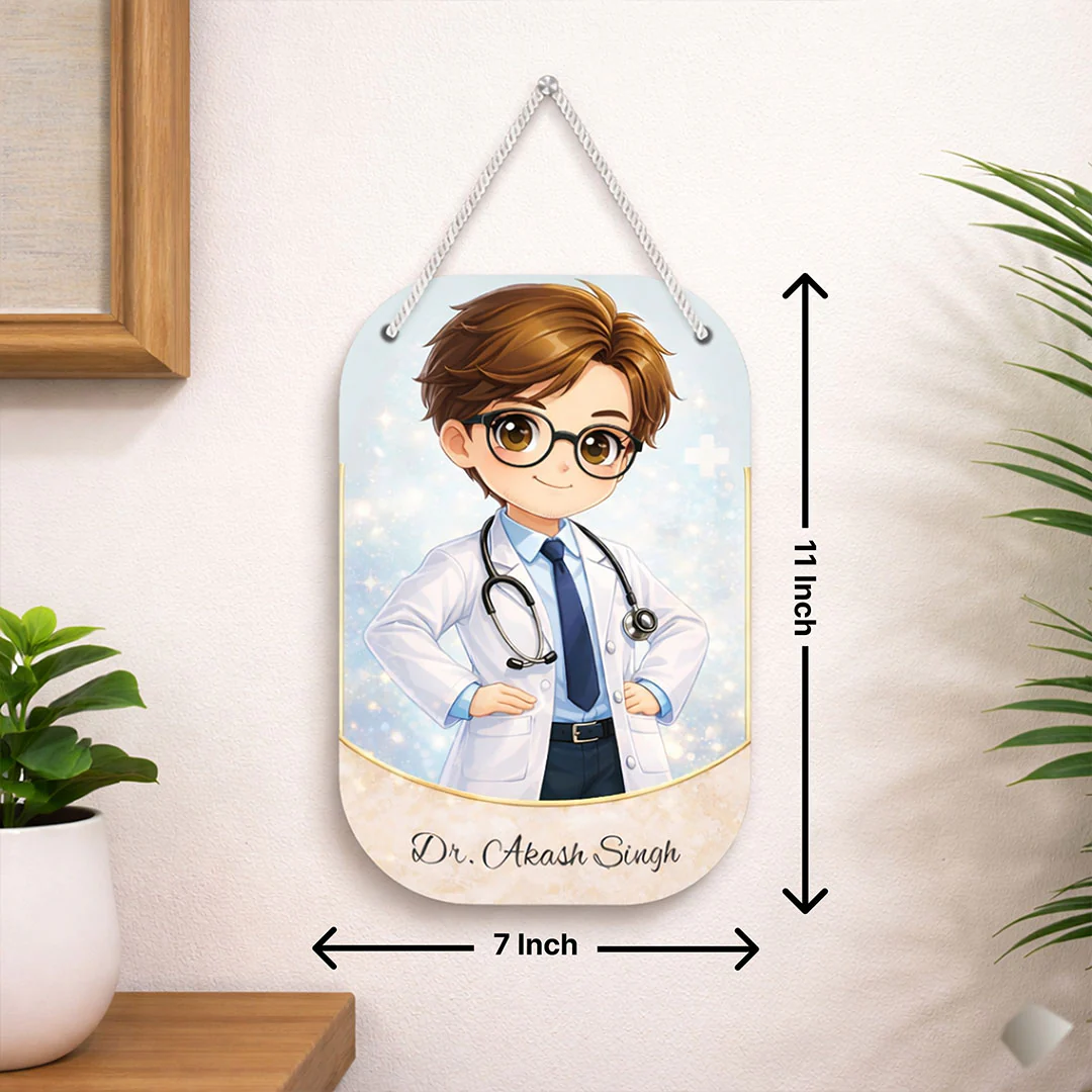 Personalized Doctor Cartoon Wooden Hanging Board -Cabin Door Sign (11x7") - Image 4