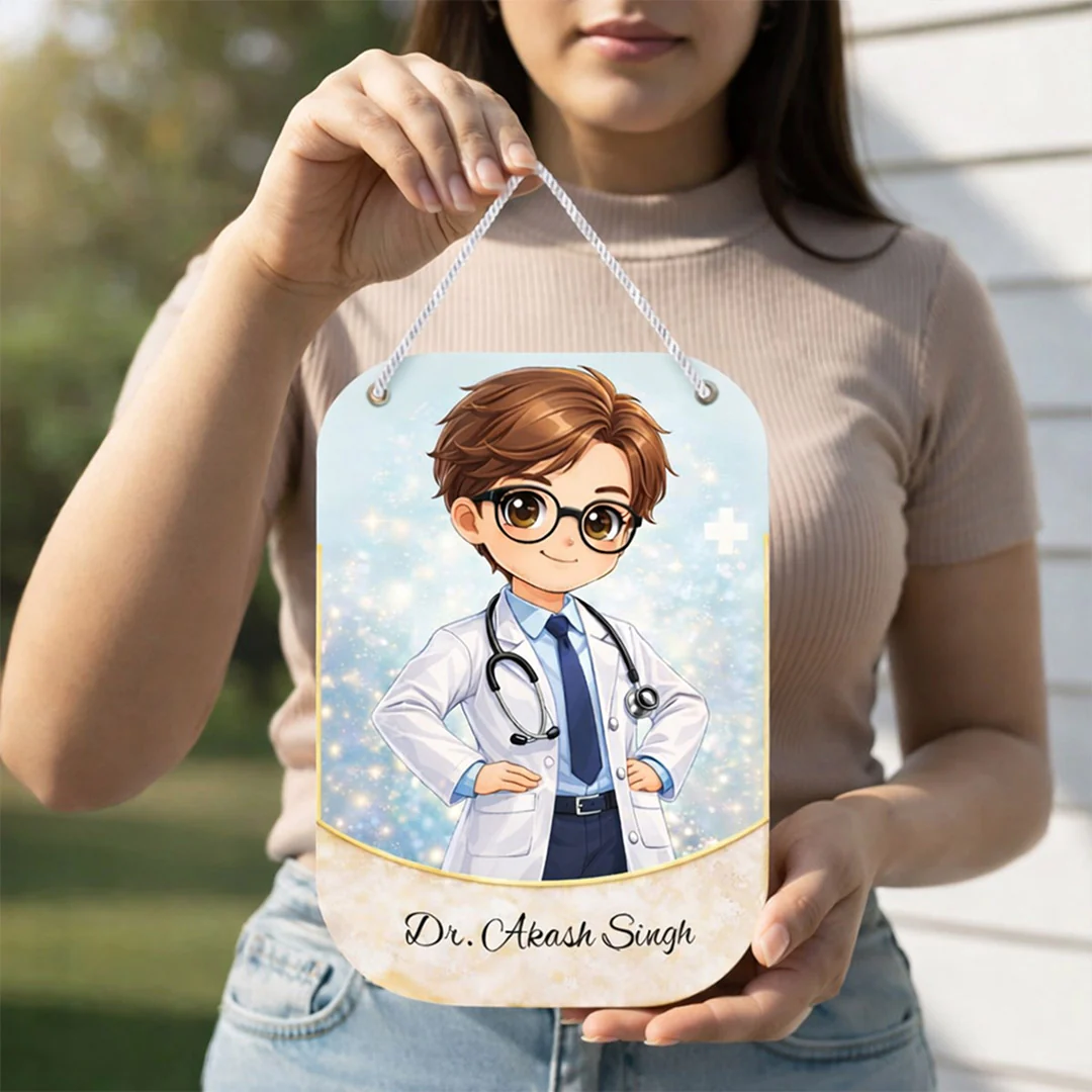 Personalized Doctor Cartoon Wooden Hanging Board -Cabin Door Sign (11x7") - Image 5