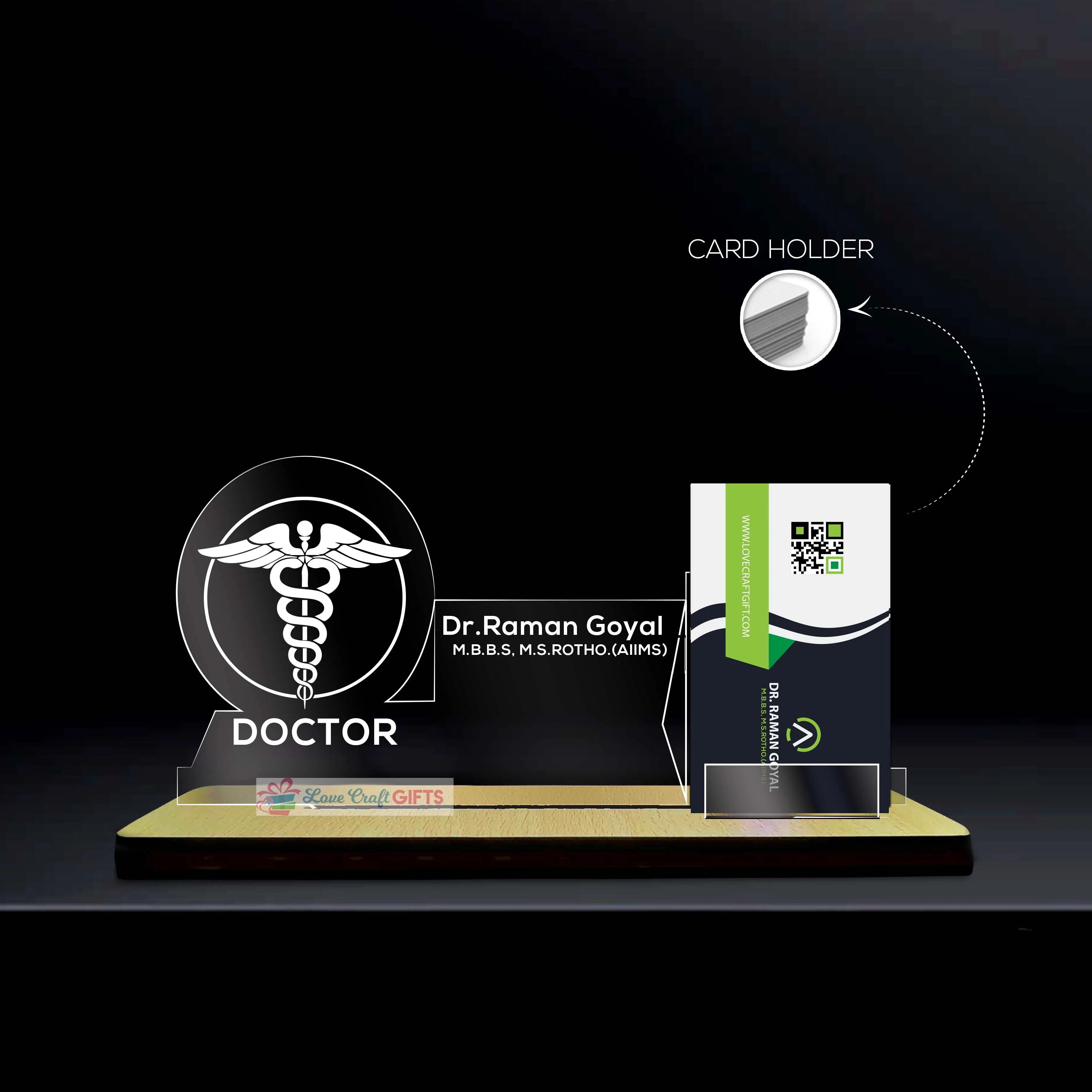 Personalized Doctor LED Visiting Card Holder | Professional Medical Desk Décor Gift for Doctors - 8x6" - Image 6