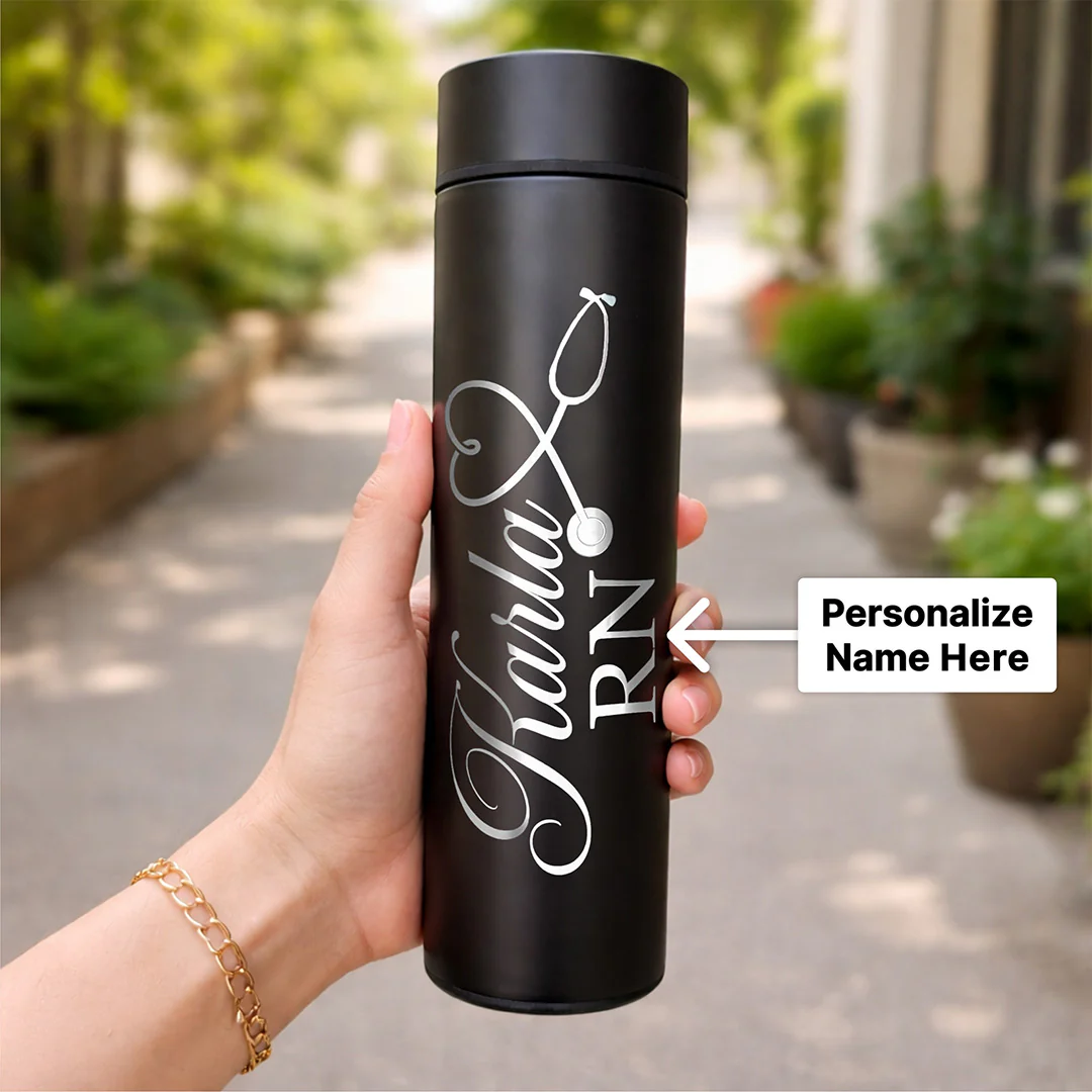Personalized Doctor Name Water Bottle -Stainless Steel Bottle (500ml, Matte Black) - Image 2