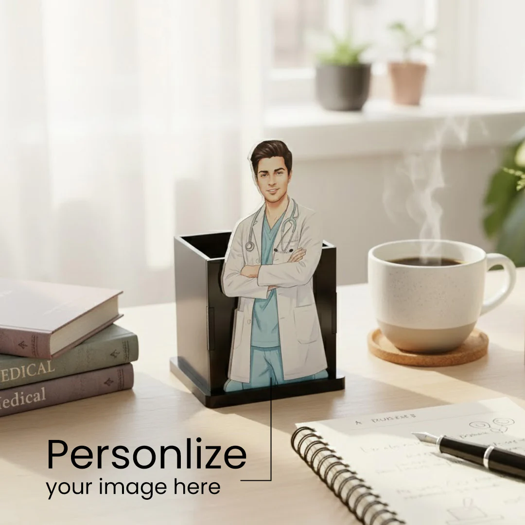 Personalized Doctor Pen Stand with Photo-4x5" - Image 2