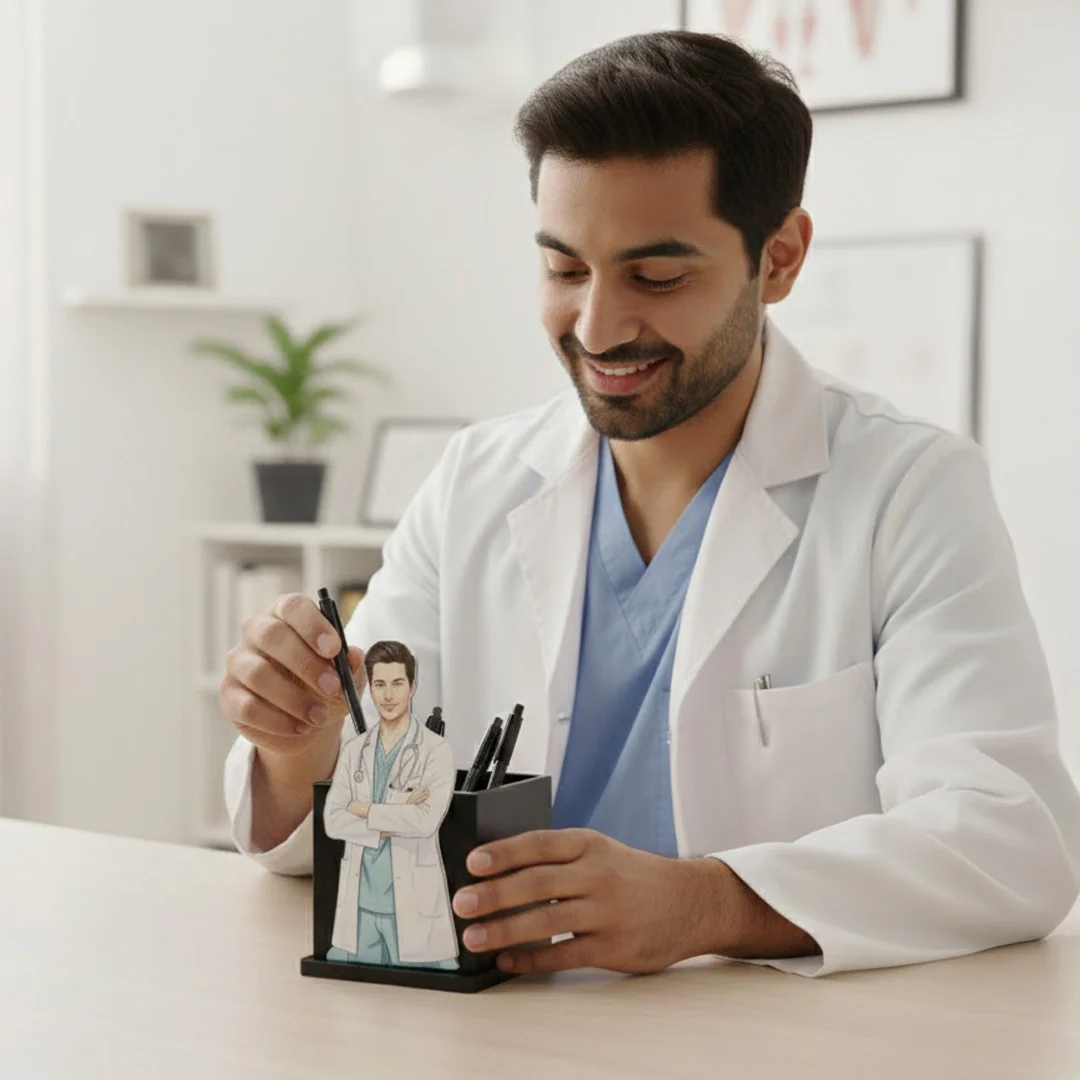 Personalized Doctor Pen Stand with Photo-4x5" - Image 7
