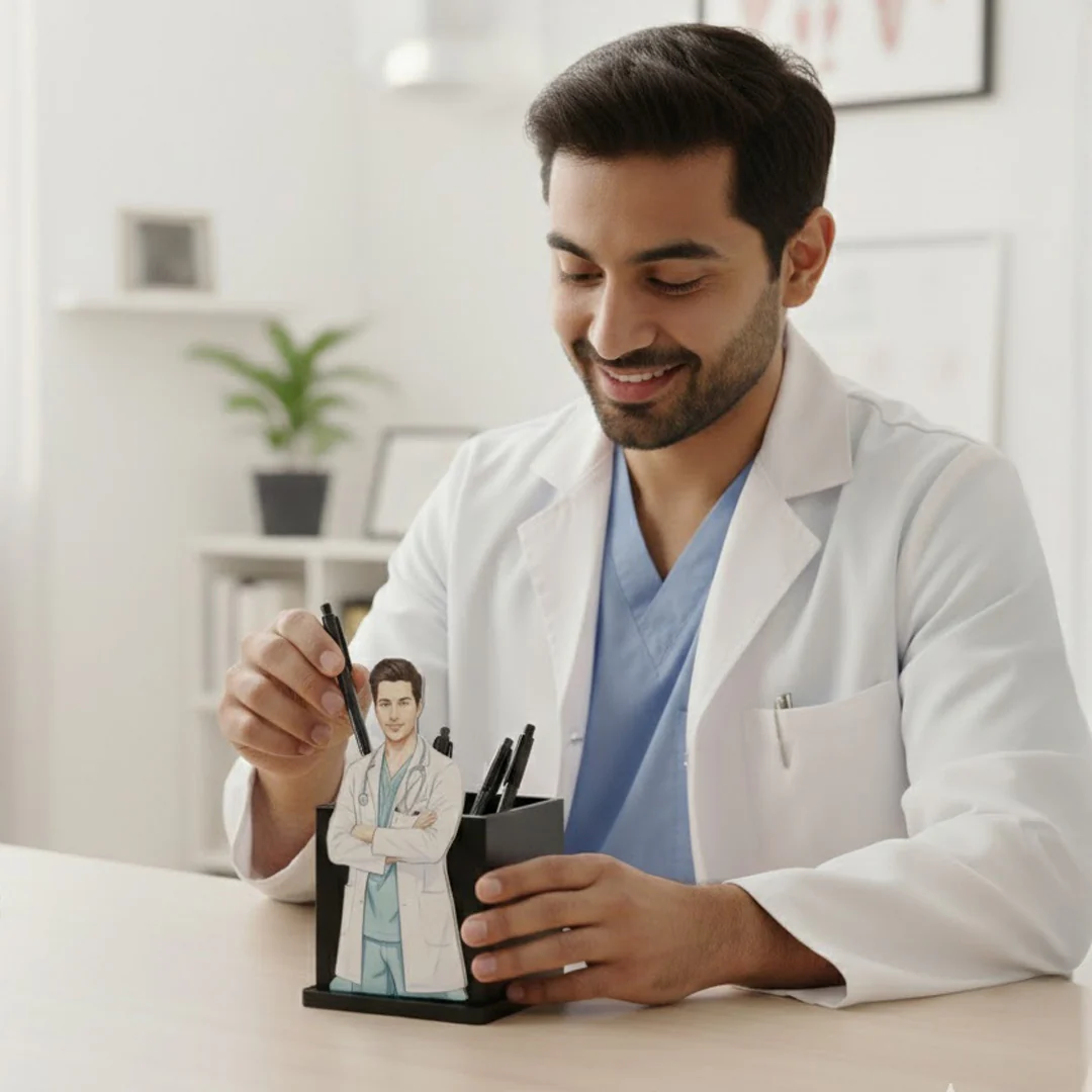 Personalized Doctor Pen Stand with Photo-4x5" - Image 8