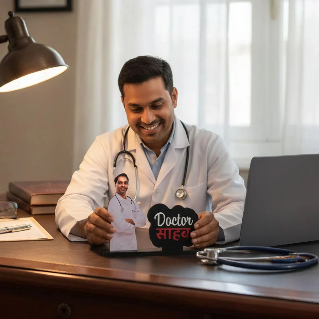 Personalized Doctor Saheb Table Stand – A Proud Gift for Doctors (6×7 Inch) - Image 7
