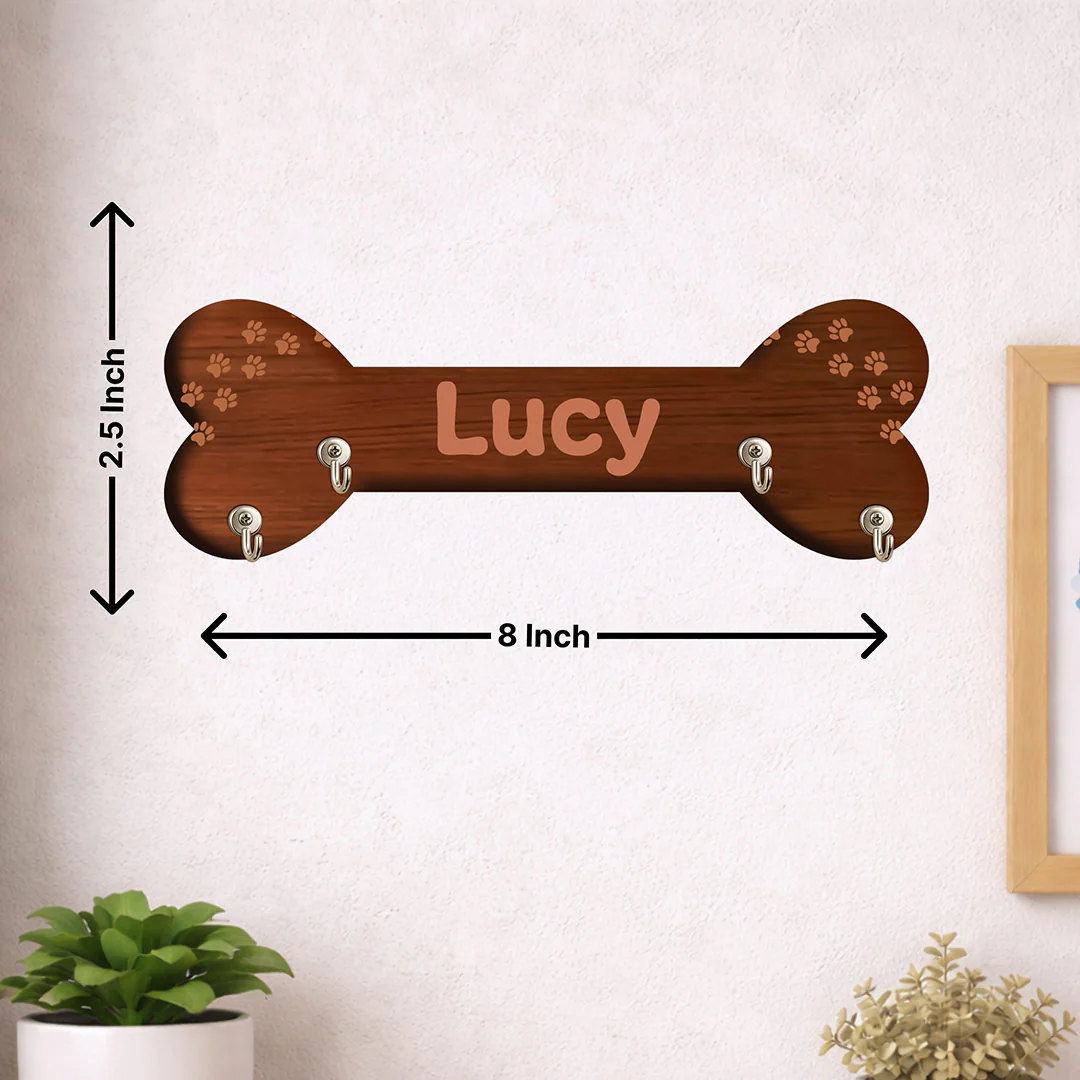 Personalized Dog Bone Wooden Key Holder (8x2.5") - Image 2