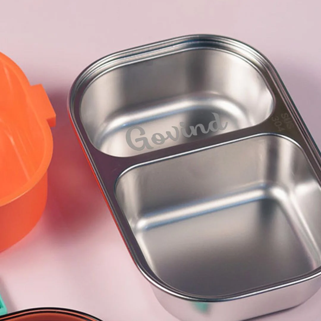 Personalized Double Compartment Stainless Steel Lunch Box ,500ml - Image 8