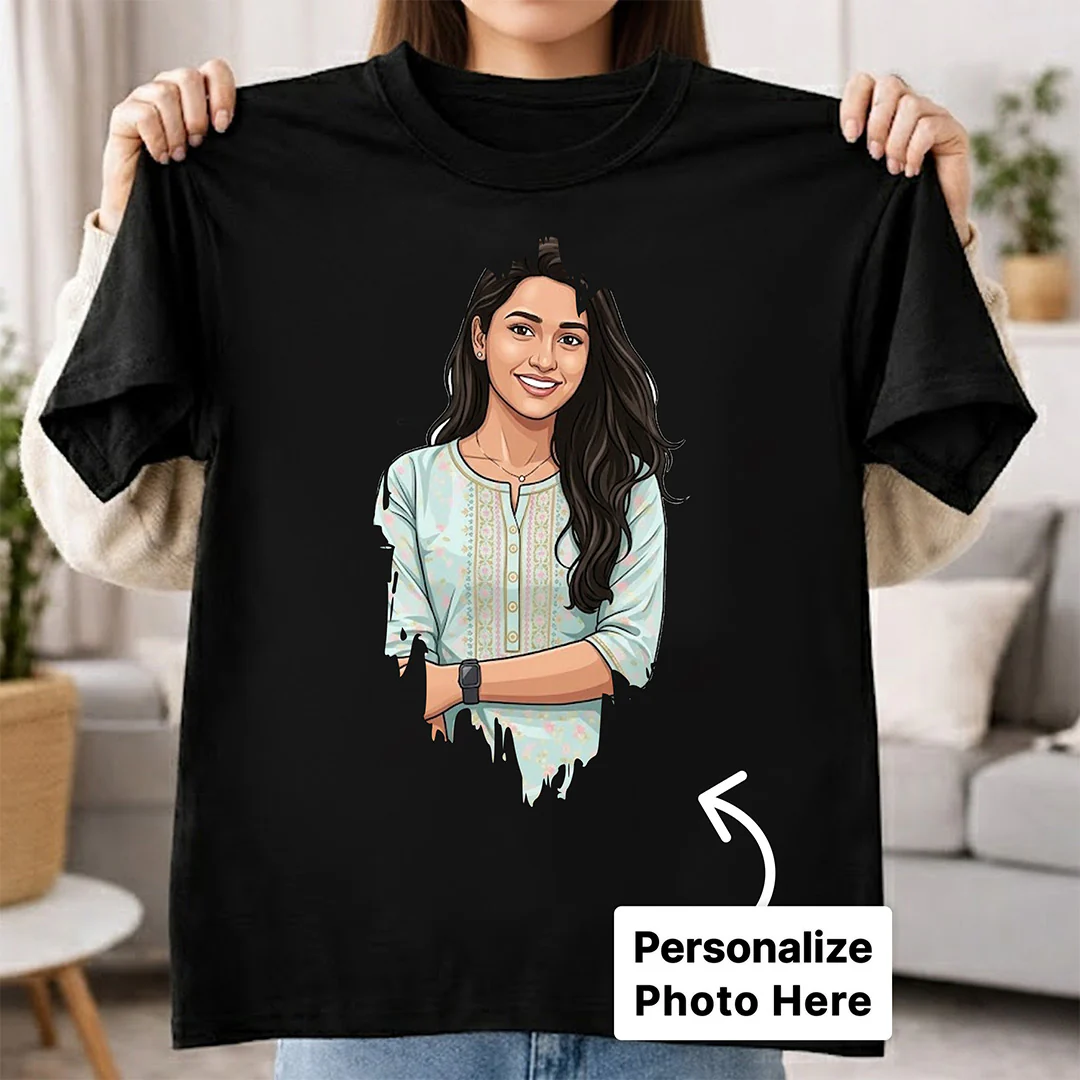 Personalized Drip Effect Photo T-Shirt-Black Tee for Men - Image 2