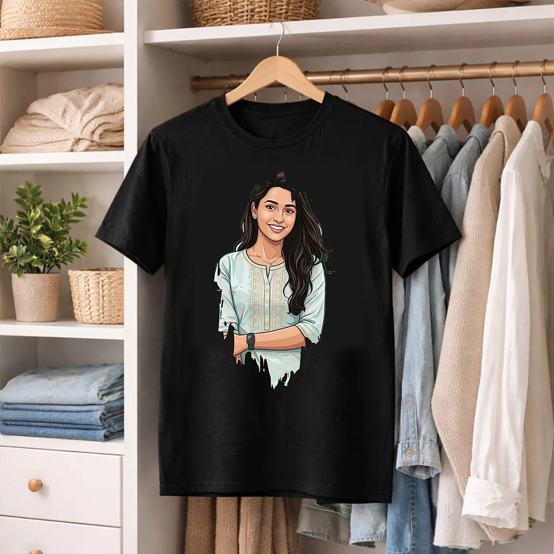 Personalized Drip Effect Photo T-Shirt-Black Tee for Men - Image 3
