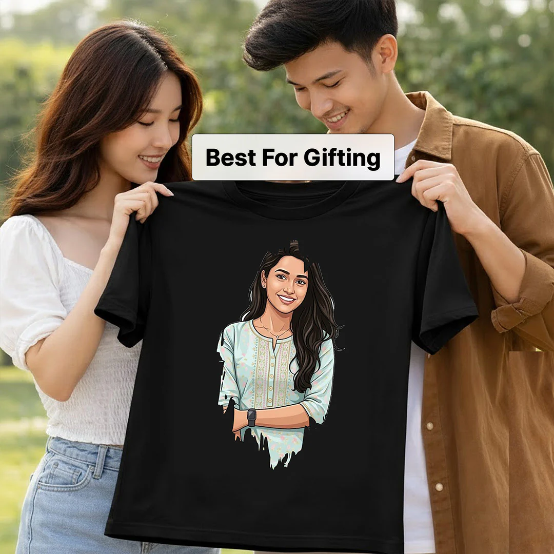 Personalized Drip Effect Photo T-Shirt-Black Tee for Men - Image 4
