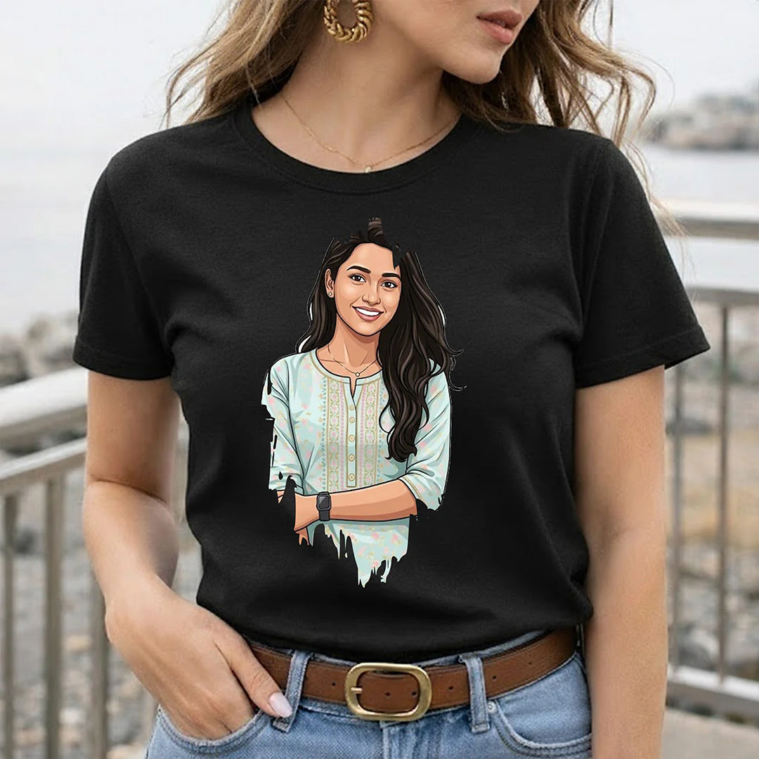 Personalized Drip Effect Photo T-Shirt-Black Tee for Men - Image 5