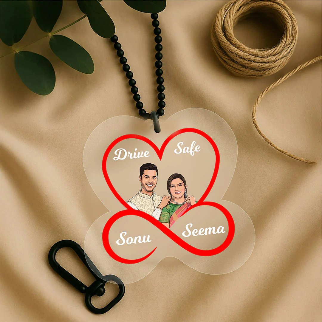 Personalized Drive Safe Couple Acrylic Car Hanger (3 Inch) - Image 4