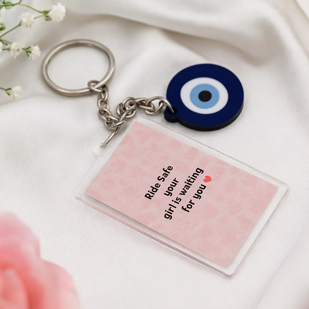 Personalized Evil Eye Keychain with Photo & Message - Image 5